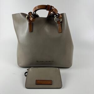 Dooney & Bourke Tote Bag Womens Medium Taupe Lizard Embossed Leather Pouch USA